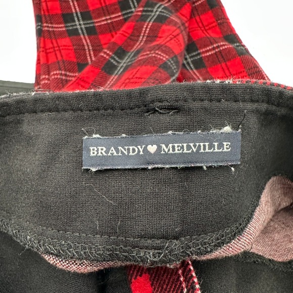 Brandy Melville Women's Red Plaid High Waist‎ Pants Made in Italy - Picture 2 of 14